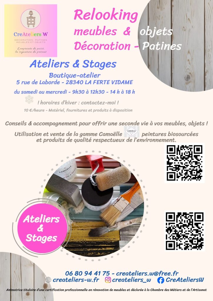 Affiche ateliers et stages boutique LFV